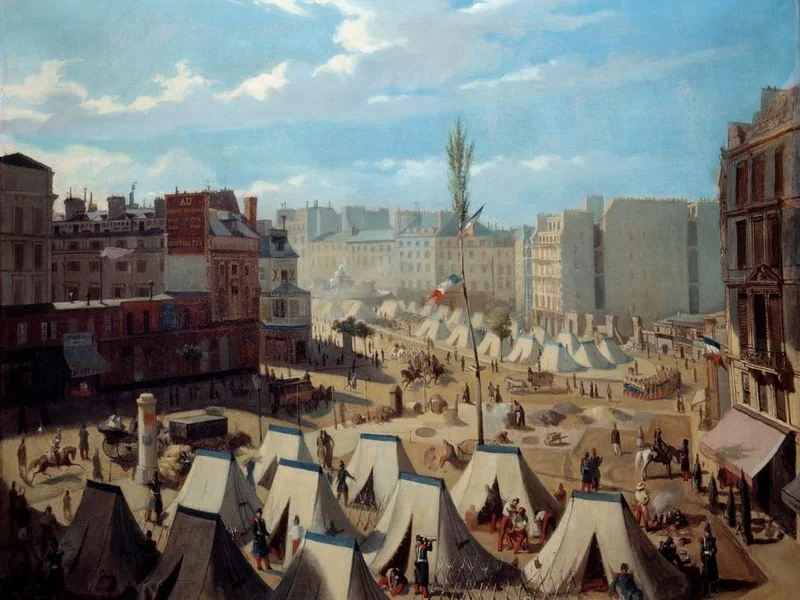 1822-Alexandre Joseph Josquin - Veduta di Parigi durante la rivolta dei giorni di giugno del 1848